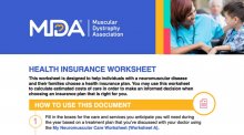 Downloadable health insurance worksheet from the MDA.